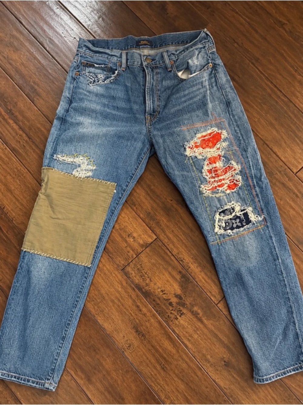 POLO RALPH LAUREN AVERY BOYFRIEND PATCHEWORK JEANS 28 NWOT